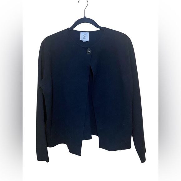 Sioni Black Open Front Cardigan Sweater with Toggle Closure in Size Large. - Picture 1 of 10